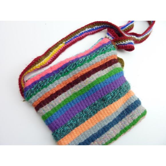 Handmade Crochet Rainbow Shoulder Bag Happy - Picture 4 of 5